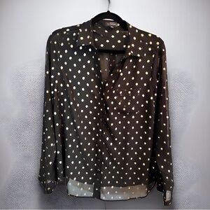 The limited - Sheer black and gold polka dot buttoned down shirt - medium